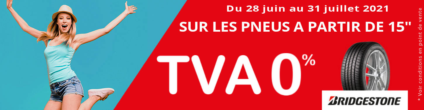 TVA à 0% sur les pneus Bridgestone !
