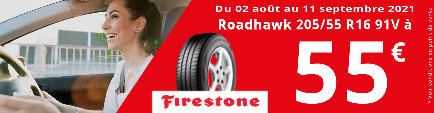OFFRE FIRESTONE: 205/55R16 91V à 55€